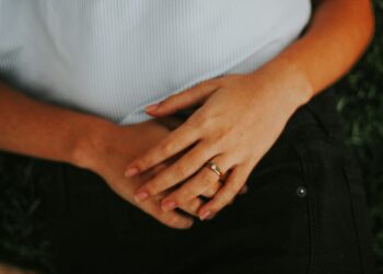person wearing silver ring and white shirt