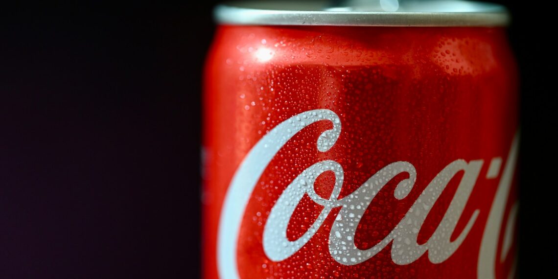 a close up of a can of coca - cola