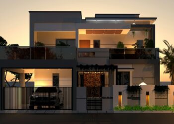 A car is parked in front of a house