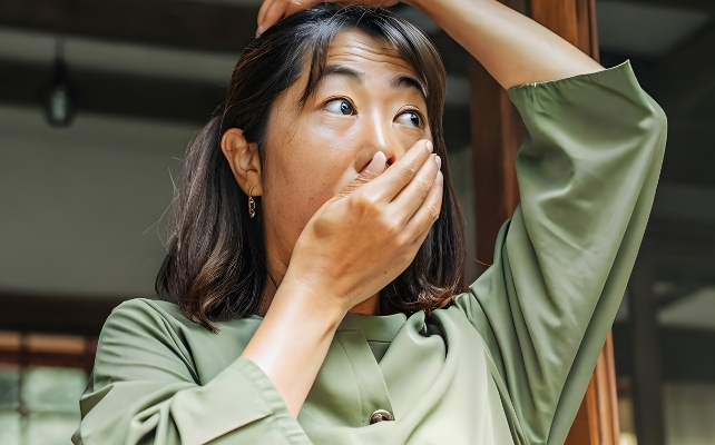 Moteris prisidengusi burną