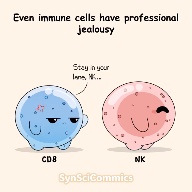 Imuninės ląstelės kaip personažai iliustracijoje