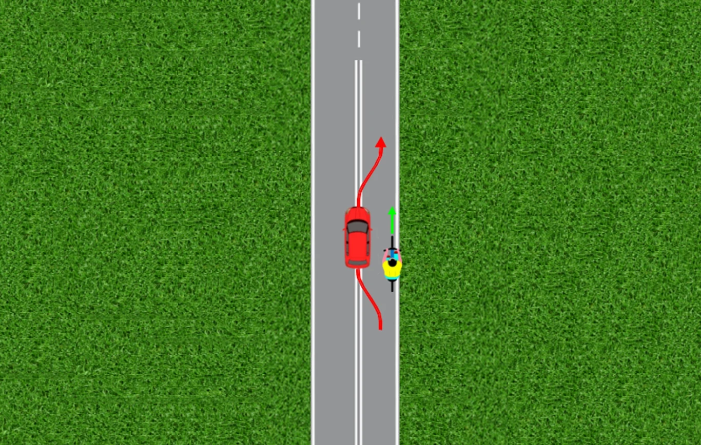 Kelio atkarpa su dviguba ištisine linija