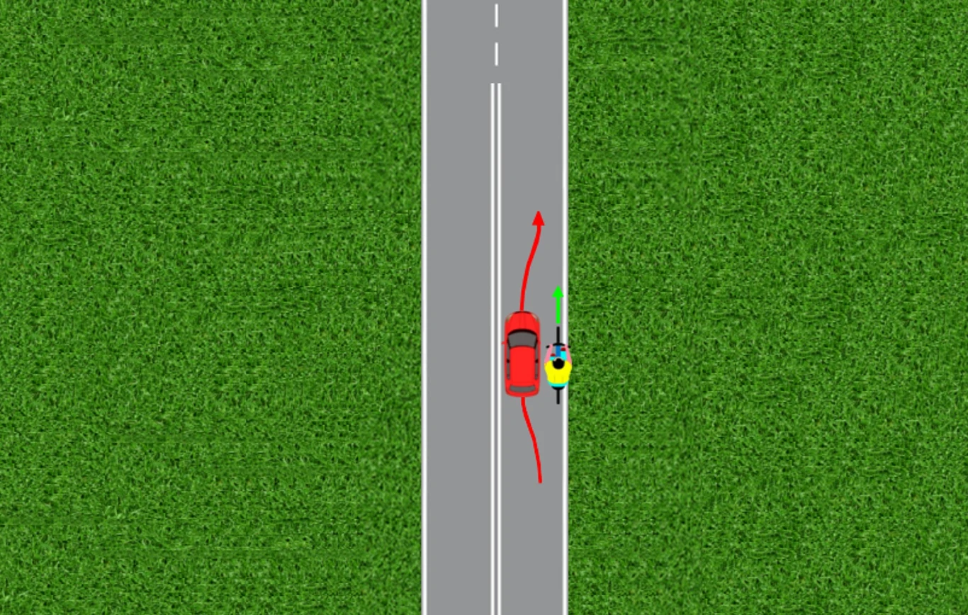 Automobilis lenkia dviratininką