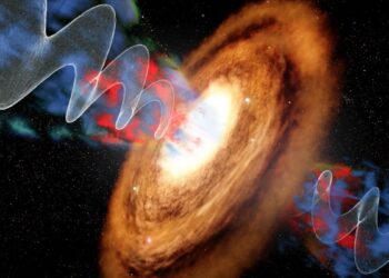 Spiralinė galaktika vidury kosminio: užfiksuoti milžiniški įkaitusių dujų „fontanai“