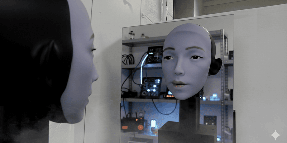 Robotas, kuris žiūri į save veidrodyje – ir mokosi būti žmogumi
